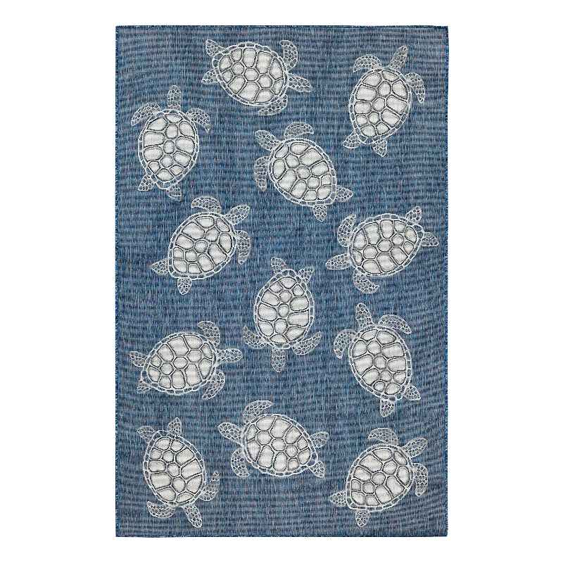 Indoor/Outdoor Textured Sea Turtles Polypropylene Rug, 39